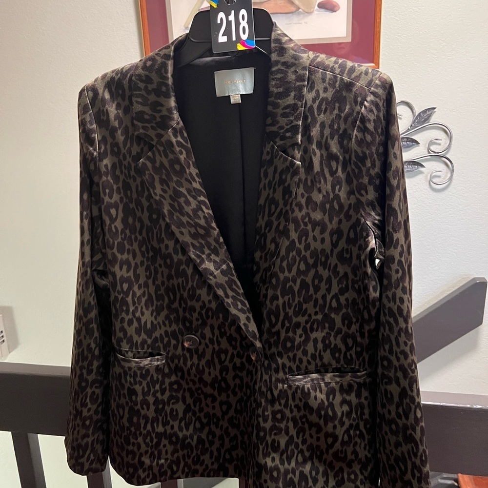 Skies Are Blue Leopard Print Blazer Brand New #218DO